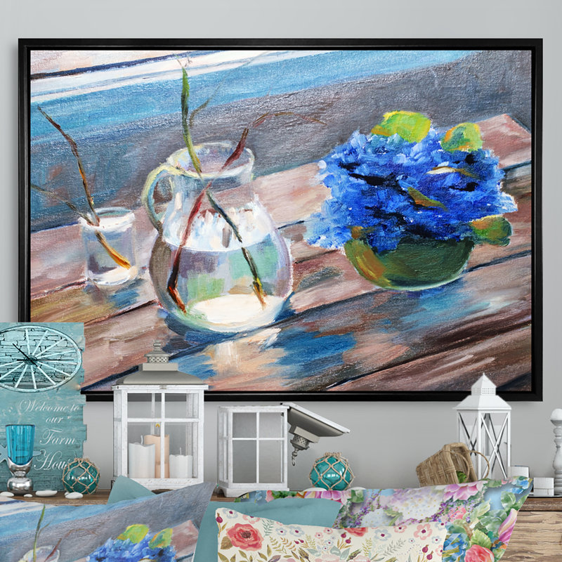 «Flower Sun Life Vase», reproduction d'art sur toile encadrée, H 8 po x l 12 po x P 1 po, Cadre flottant noir
