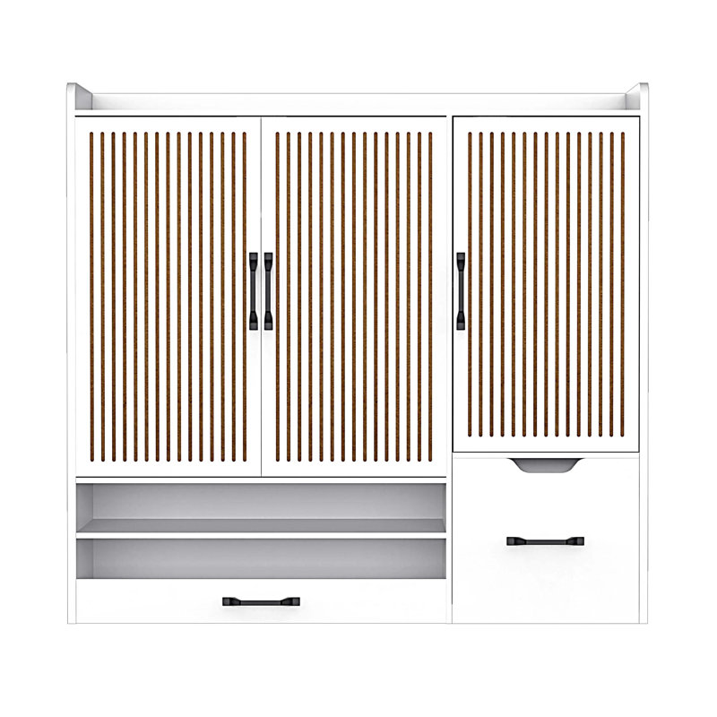 Armoire à chaussures multifonctionnelle avec tablettes réglables, tabouret, tiroir rétractable, range-chaussures minimaliste