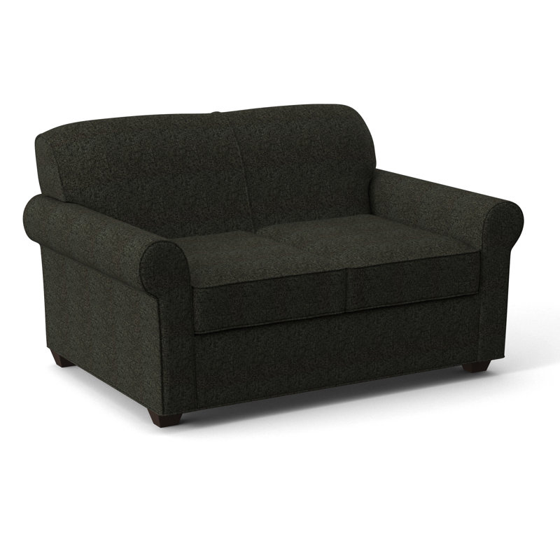 Finn 59" Rolled Arm Sofa Bed Loveseat with Reversible Cushions, Dorset Charcoal, Cafelle