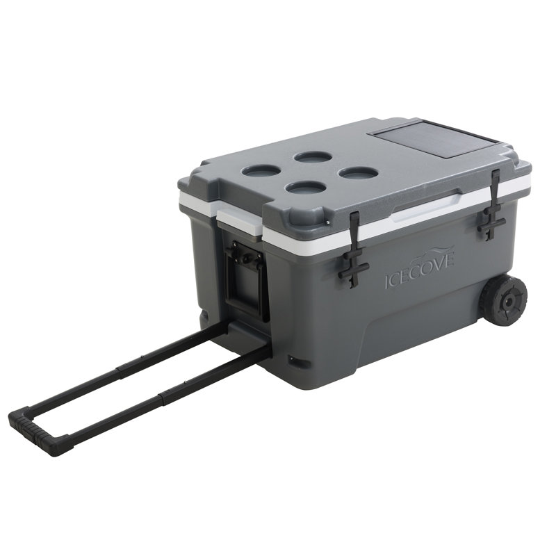 60-Quart Castlerock Gray Solar Cooler with Wheels and Handle
