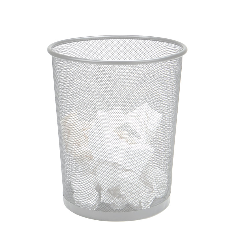 Silver Stainless Steel Mesh Office Trash Can, 12" x 14.5"
