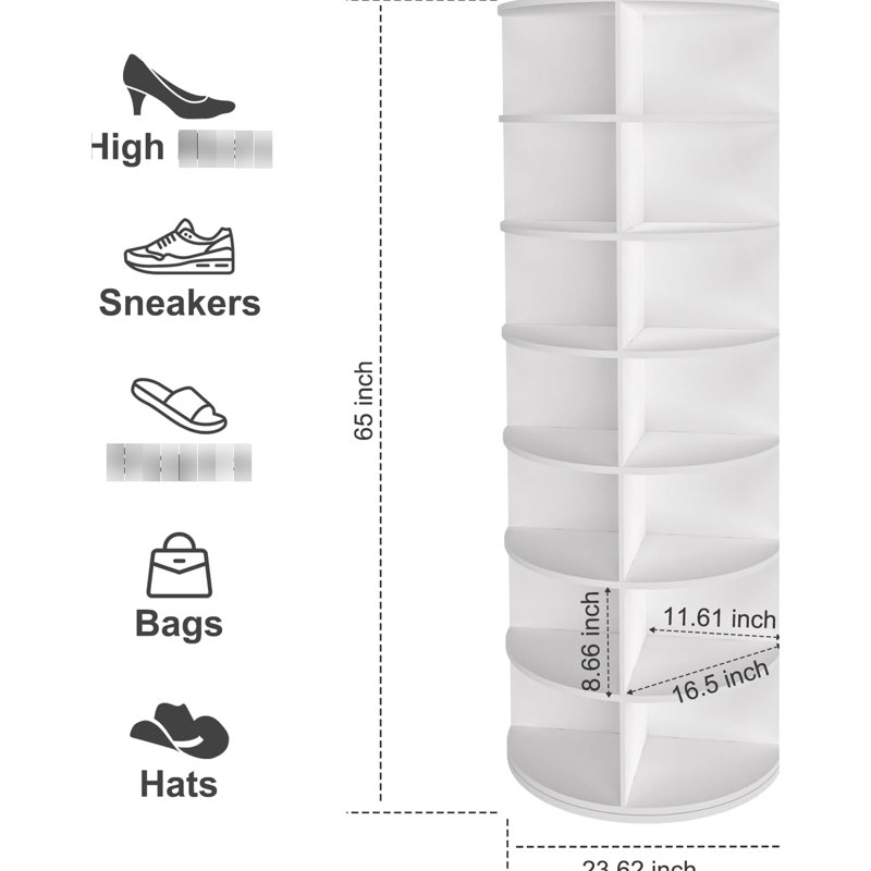 Range-chaussures rotatif à 7 niveaux - Blanc