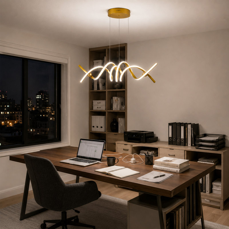 Luminaire suspendu linéaire à 2 lumières pour îlot de cuisine Annchen, Gold