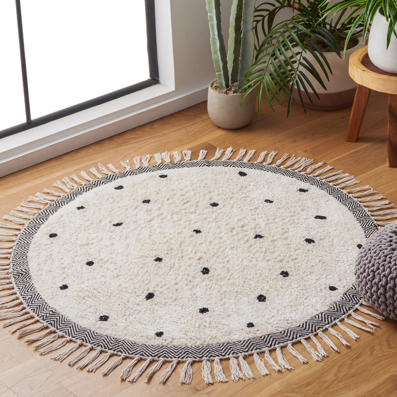 Tapis ivoire / noir Rehaba Easy Care 203, Rond 4 pi