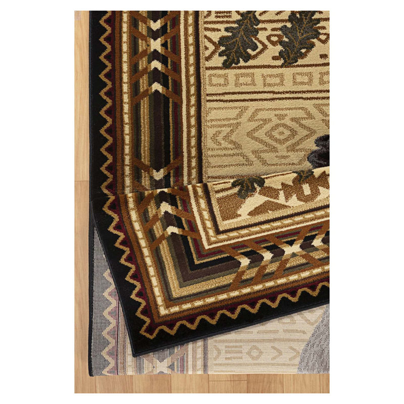 Wild Bear Lodge Area Rug, Animal Themed Area Rug, Stain Resistant, Runner 2'7" x 7'3"