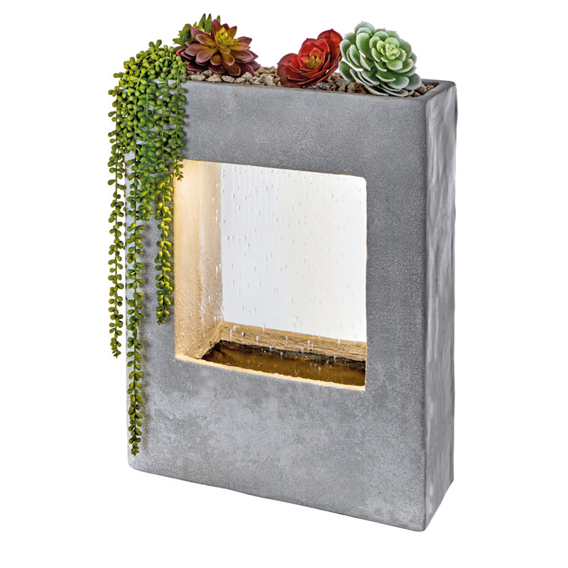 Burhan Weather Resistant Floor Fountain with Light