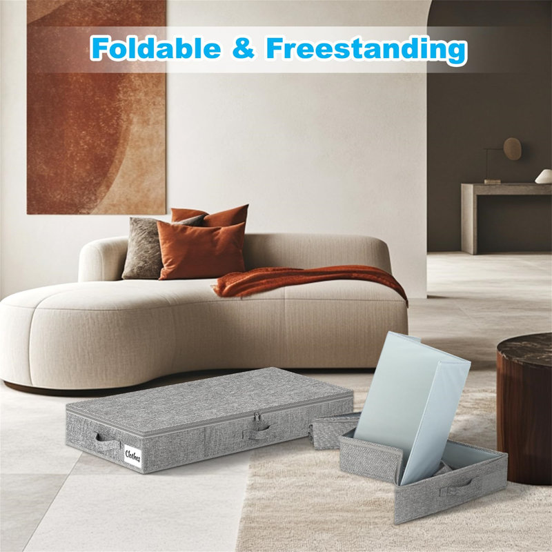 Rebrilliant Linen Underbed Storage, 13cm H x 85cm W x 40cm D