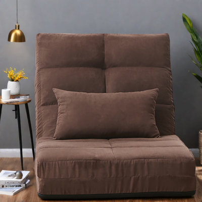 Adjustable Steel Frame Modern Sofa Bed, Brown Upholstered Convertible Couch