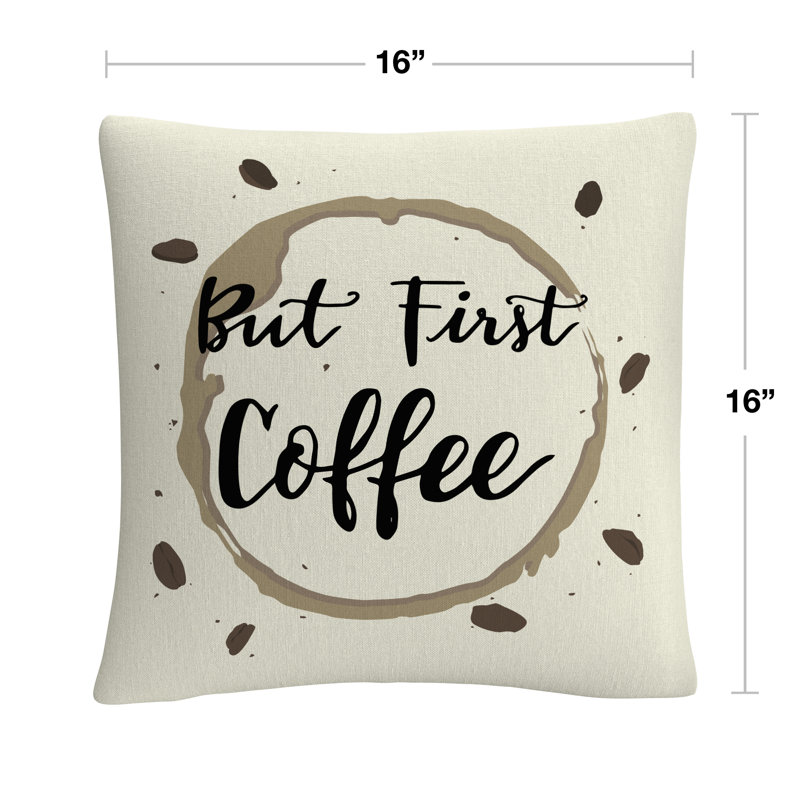 Coussin ABC But First Coffee
