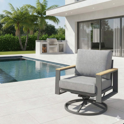 Ensemble de 2 chaises de patio pivotantes en aluminium de 30 pouces avec pivotement à 360 ° et bascule douce