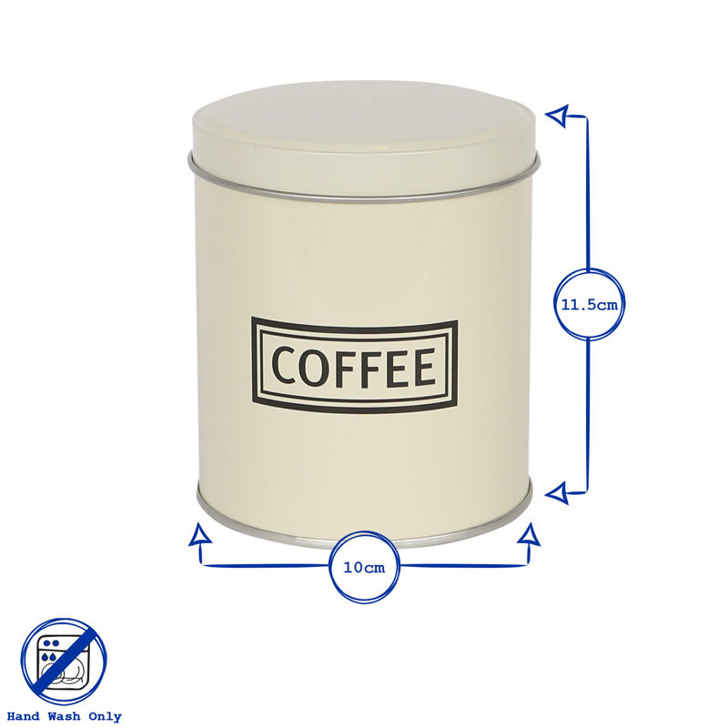 Harbour Housewares - 3 Piece Metal Tea Coffee Sugar Canister Set, Cream