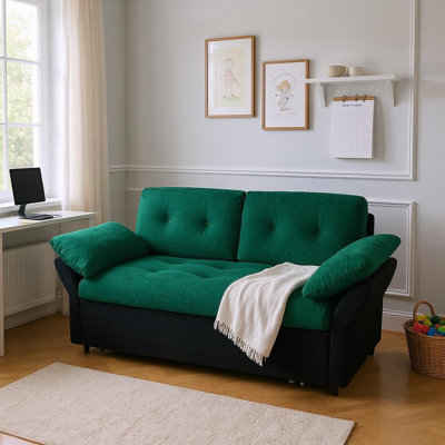 71" Upholstered 3-in-1 Convertible Pull Out Queen-size Sleeper Sofa Bed