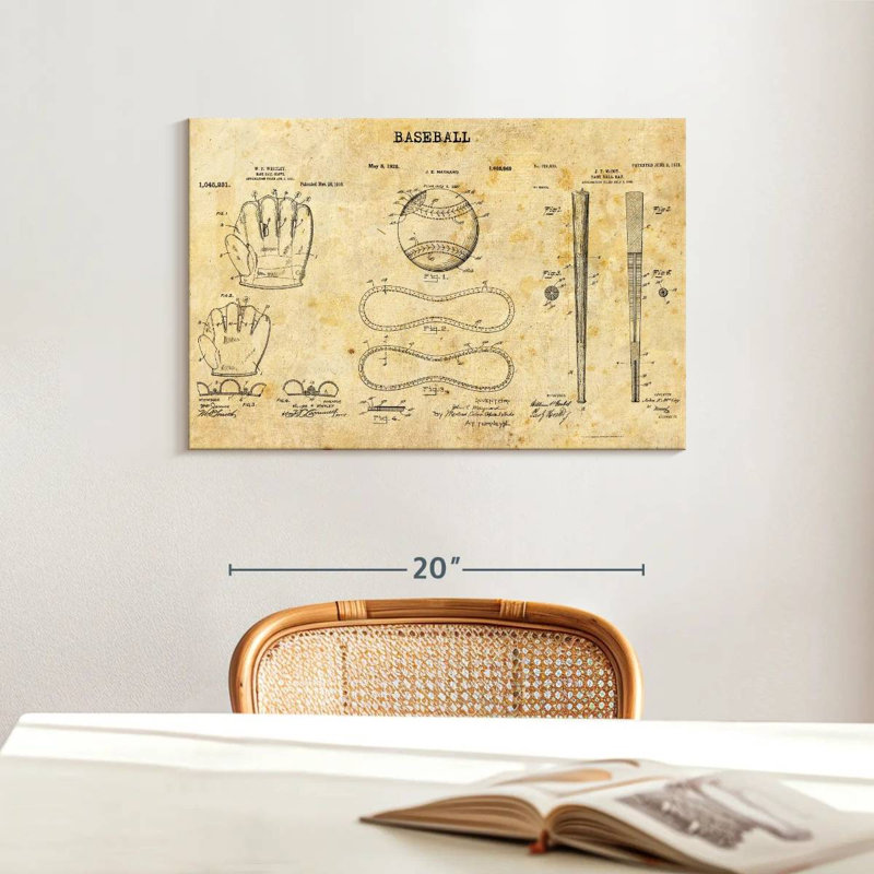 Baseball Compilation brevet sur toile, H 16 po x l 24 po x P 1,25 po
