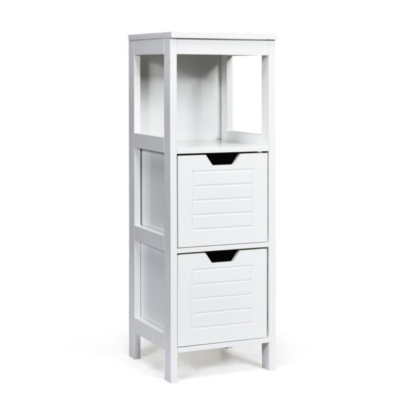 Red Barrel Studio Wooden Floor Cabinet Multifunctional Bathroom Storage Cabinet Side Organizer W/drawer, White