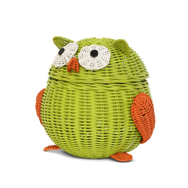 Millwood Pines Rattan Decorative Basket, Green, 7" H x 6.5" W x 5.5" D