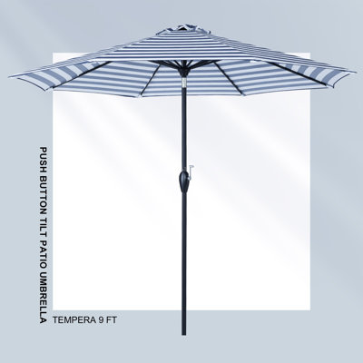 9 Foot Self-Tilting Patio Umbrella, Outdoor Market Umbrella with Fade Resistant Canopy, Luxury Vint