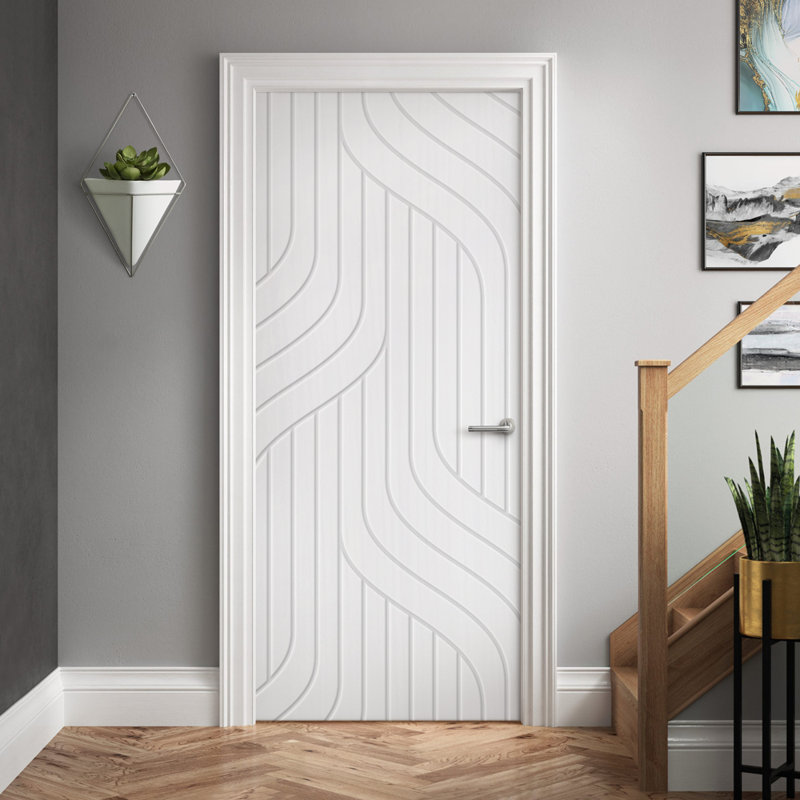 Porte standard à panneaux en bois, Blanc, 30 po x 96 po