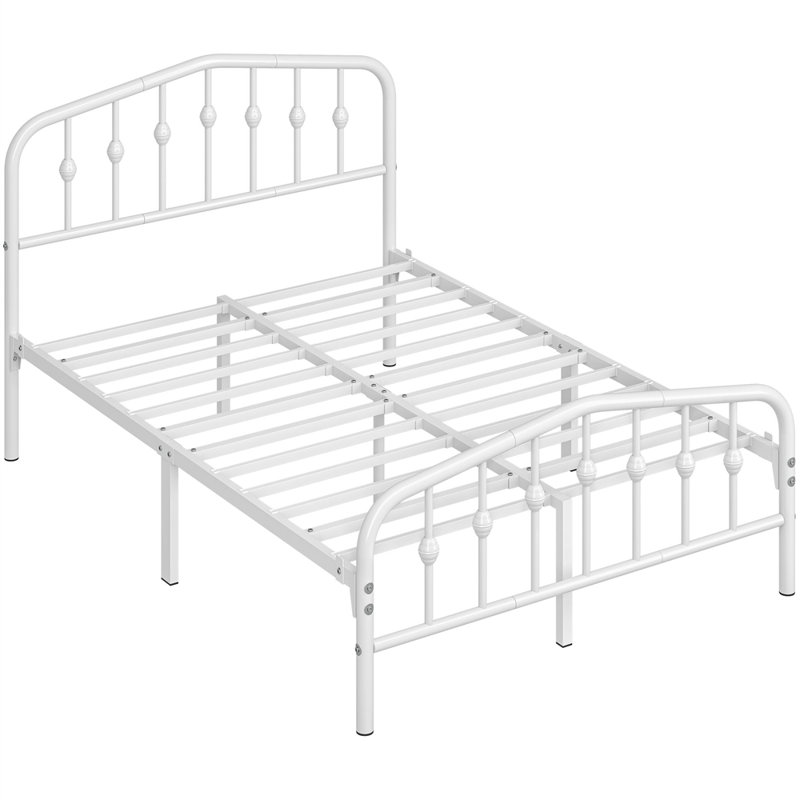 Valor Bed Frames Metal Platform Bed with Headboard, Full, White
