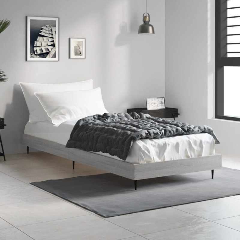 Loginov Bed Frame, 90 x 200cm, Grey Sonoma