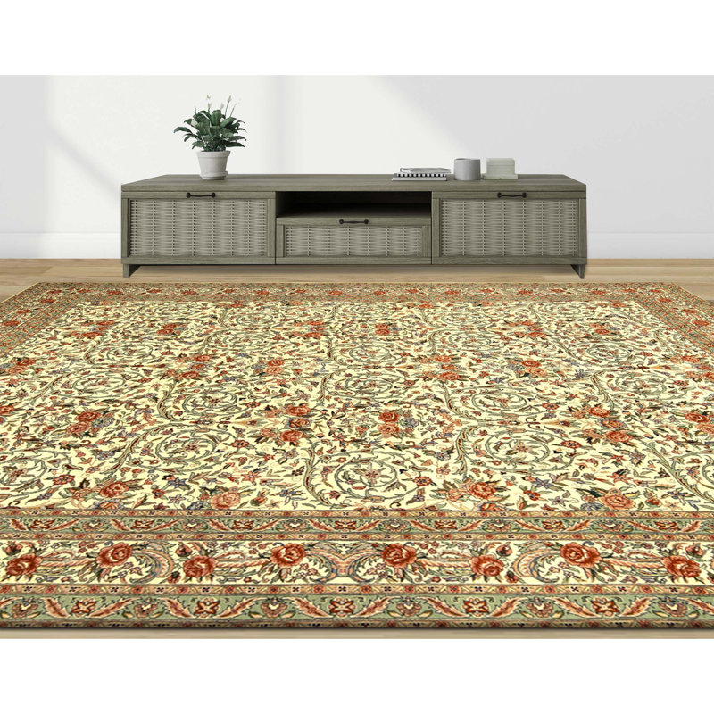 Tapis ivoire noué à la main de haute qualité