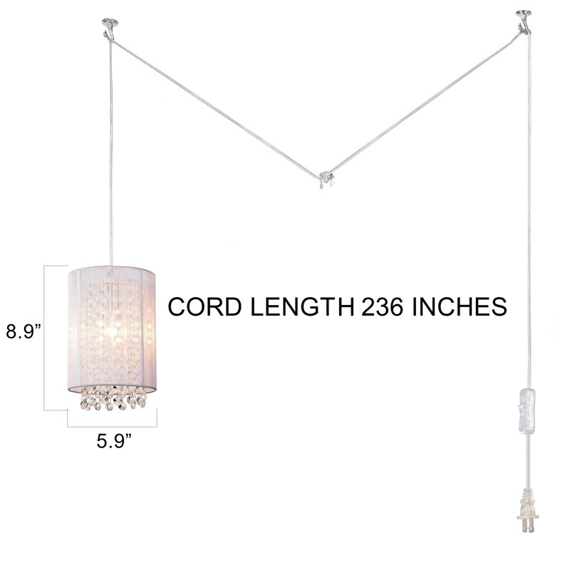 Luminaire suspendu cylindrique à 1 lumière Jemika, Blanc