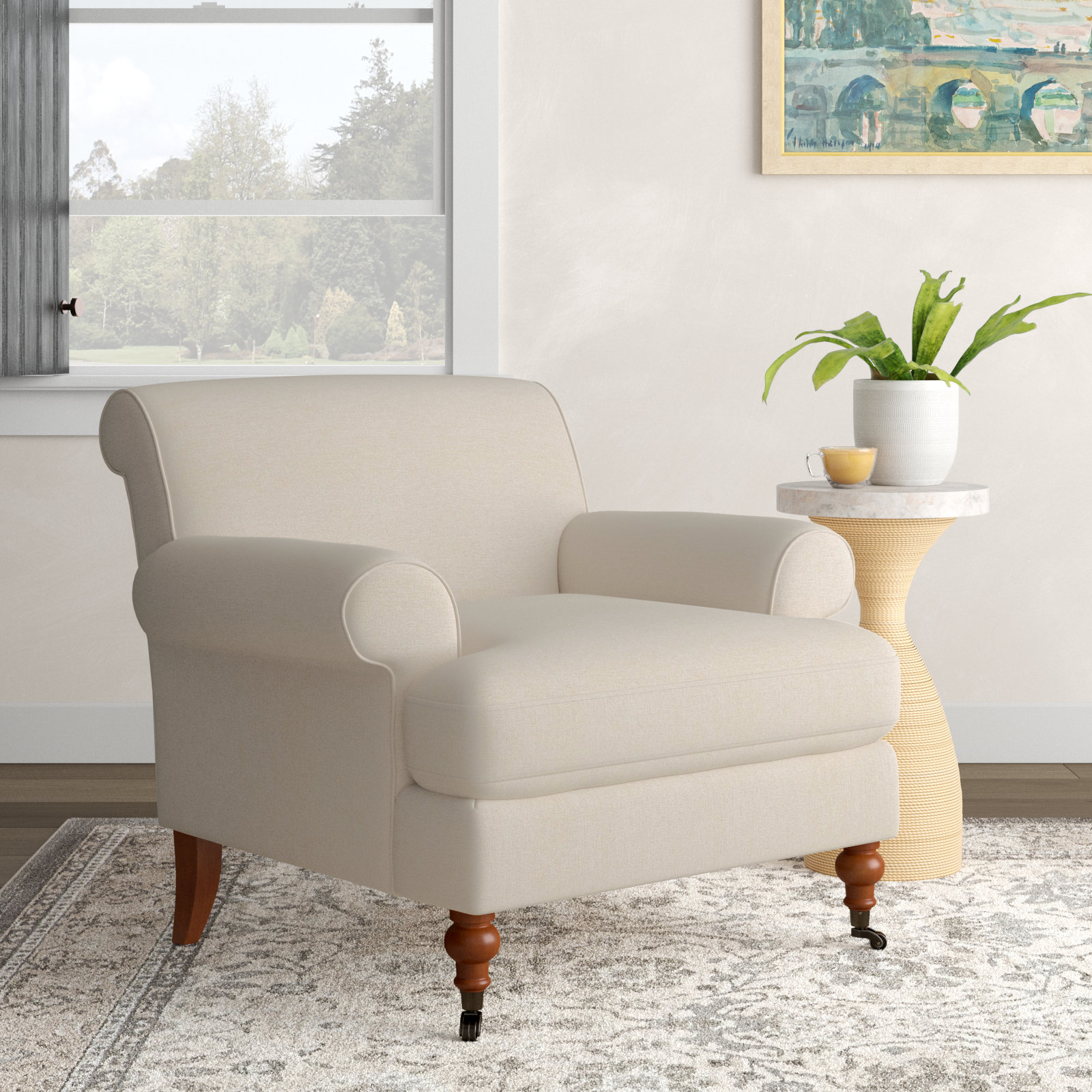 Harbor Upholstered Armchair, Sky Neutral Beige