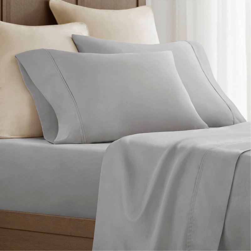 Ensemble de draps en satin de coton 4 pièces, White