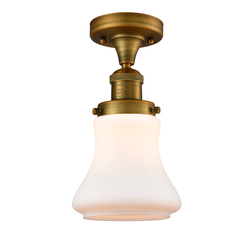 Plafonnier semi-encastré à 1 lumière Edda, Ampoule non incluse, Laiton brossé, Blanc mat