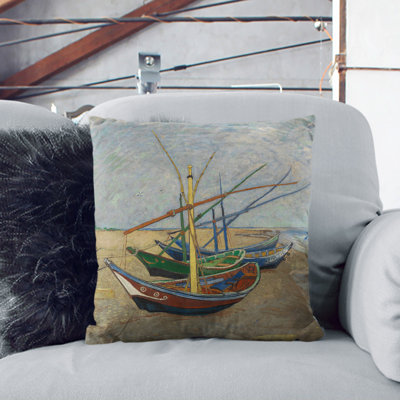 Fishing Boats on the Beach Scatter Cushion