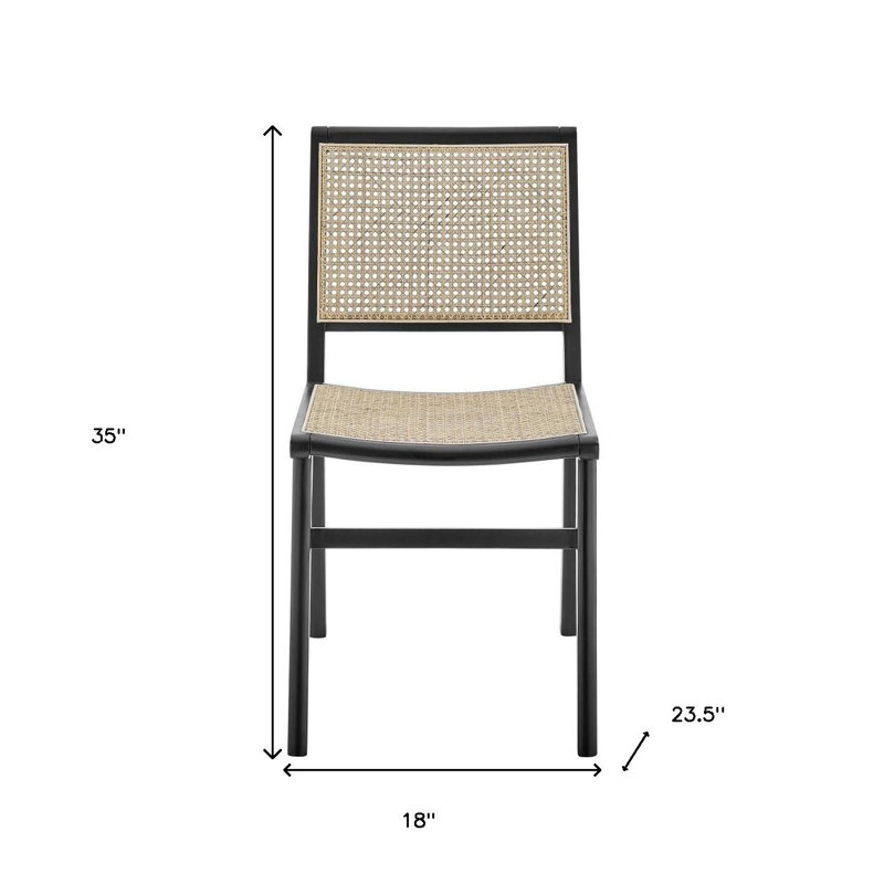 Chaise d'appoint en bois naturel et noir avec dossier partiellement ouvert