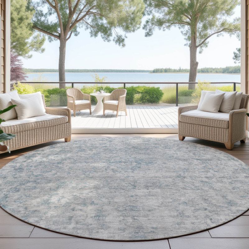 Tapis intérieur / extérieur argenté Felissae, 2'3" x 7'6"