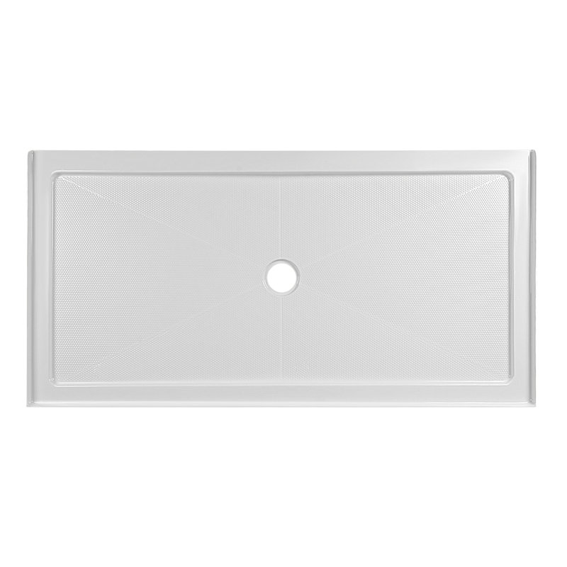 DeerValley 60" Shower Base in White with Single Threshold Shower Pan, Non-slip Design, 3.5" H x 60" W x 36" D