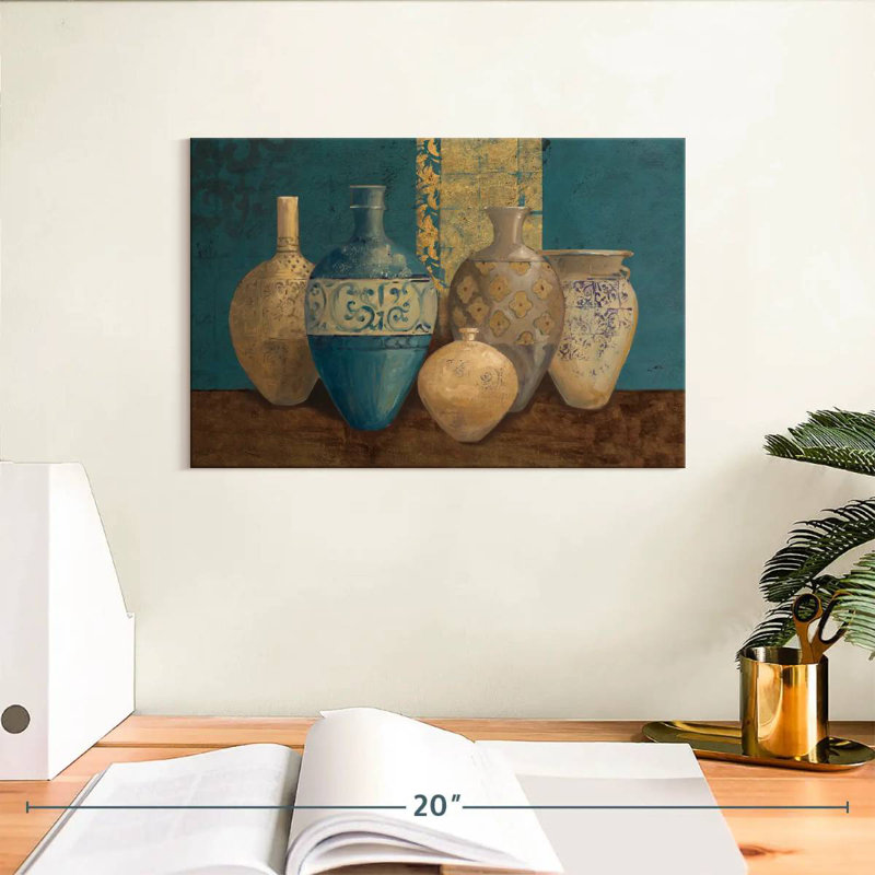 Senne Aegean Vessels On Turquoise, H 8 po x l 12 po