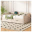 Lit de jour simple rembourré en velours beige avec tiroirs de rangement, lit d'invité de style Mid-Century pour chambre à coucher