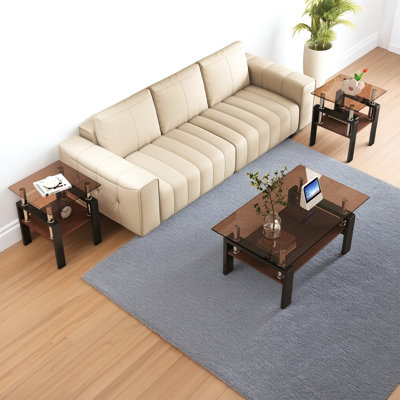 Living room table set of  square table and rectangular coffee table