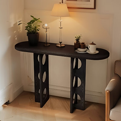 39.37" Black&Black Modern Minimalist Ash Console Table