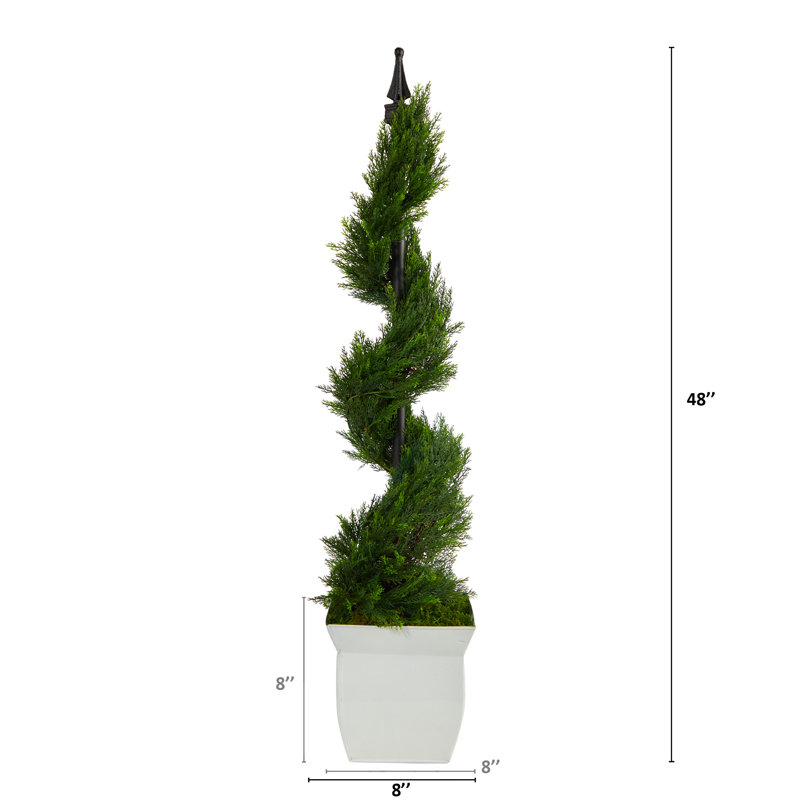 48'' Faux Cypress Topiary in Metal Planter