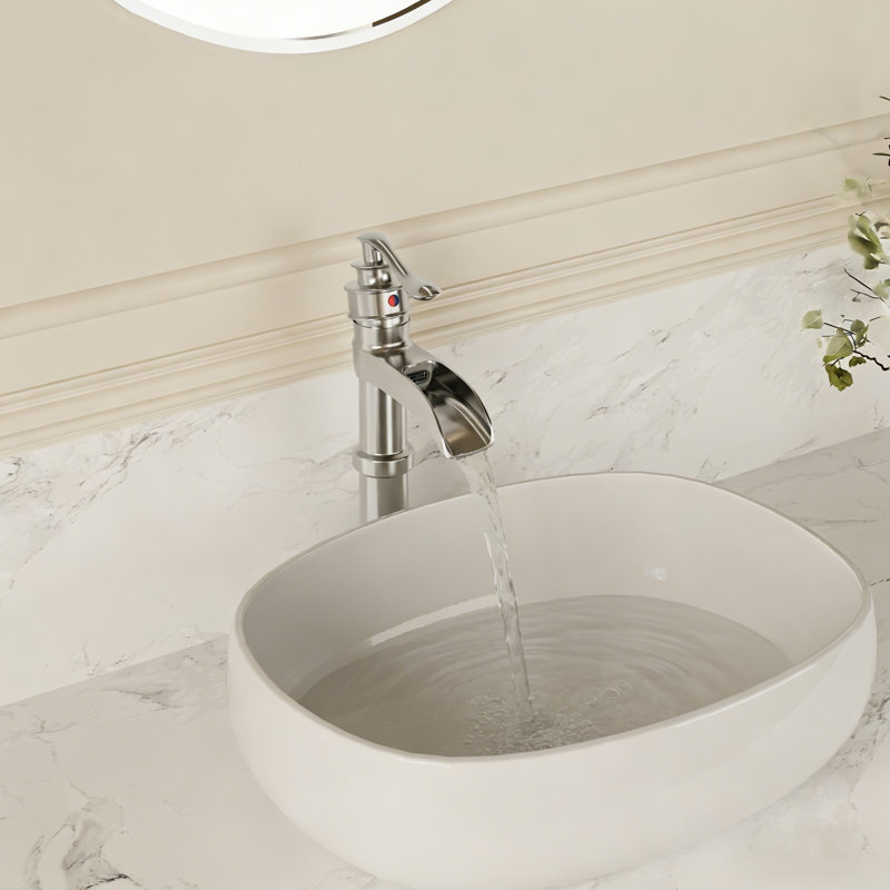 Robinet de lavabo de salle de bain Deluge, Nickel brossé