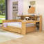 Lit de jour en bois avec lit gigogne, bureau intégré et tablettes de rangement-1256907946-1256907943