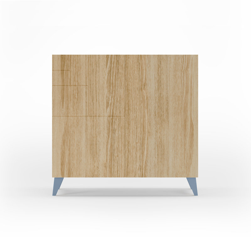12 Pair Shoe Storage Cabinet, Oak/Blue