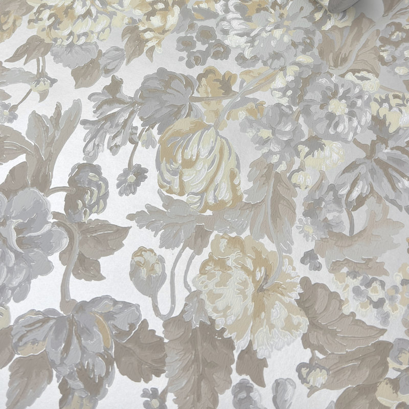 Rouleau de papier peint texturé à l'ancienne, Gris/Jaune, 57,1 pieds carrés
