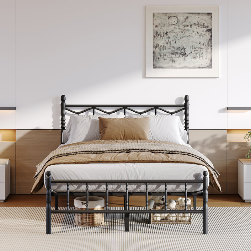 Heavy Duty Metal Bed Frame, Mattress Foundation, No Box Spring Needed, Noise Free, Queen