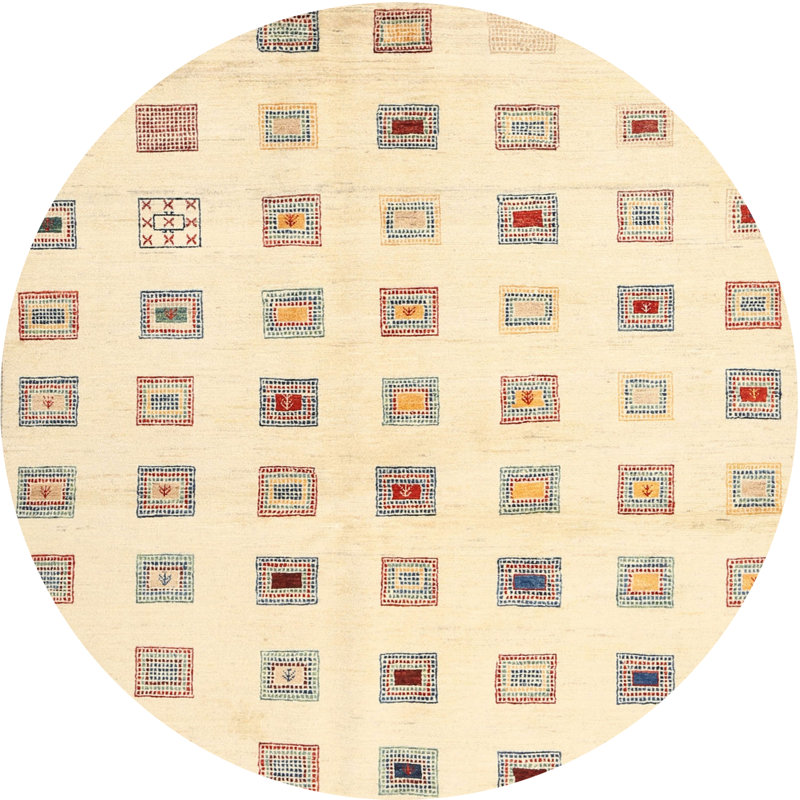 Tapis beige/brun/gris contemporain, Rond 3 pi