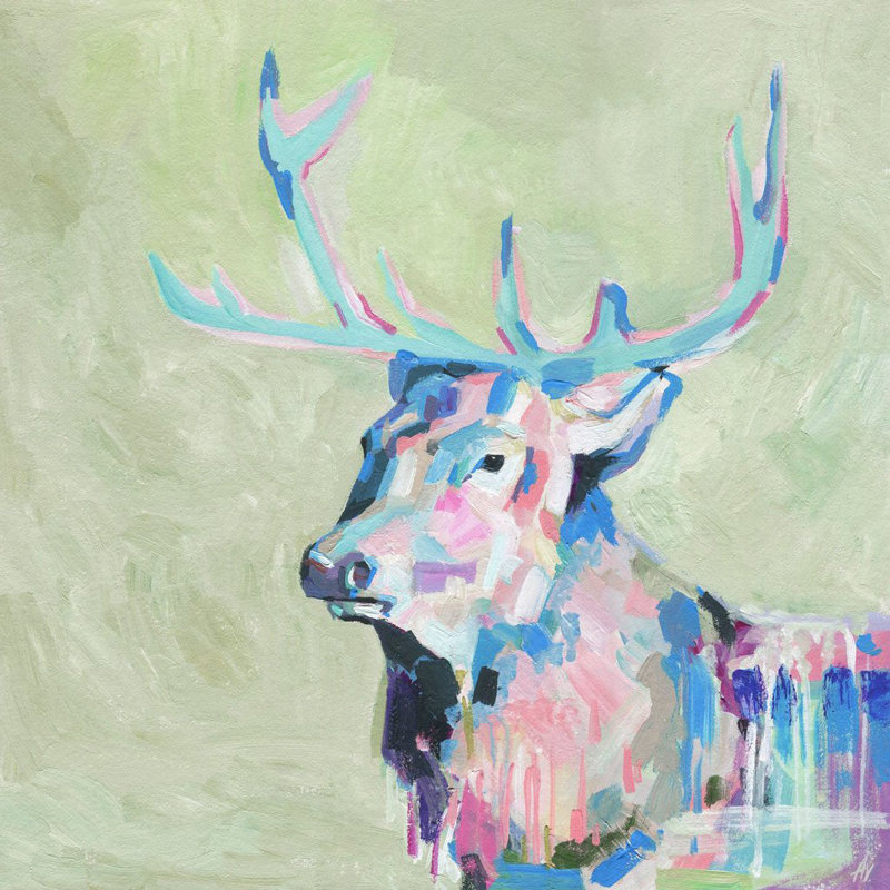 « mystical cerf »-reproduction d’art en acrylique sur toile, H 18 po x l 18 po x P 1,5 po, Toile tendue