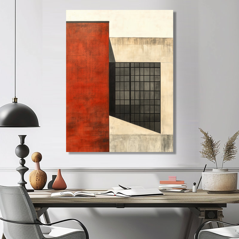 Usine de brique rouge et de fer I - Art architectural en métal, 40" H x 30" W