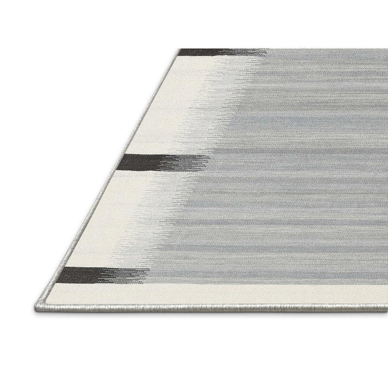 Tapis abstrait beige / noir / gris, Rectangle 5 pi x 7 pi