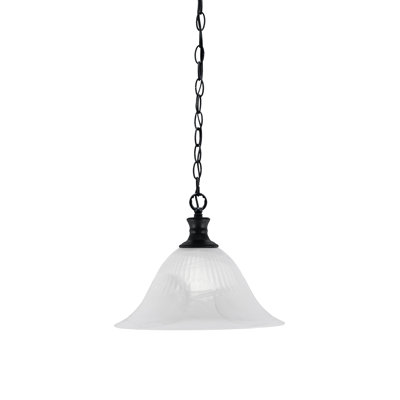 Luminaire suspendu en chaîne avec verre tourbillon blanc albâtre de 14 po