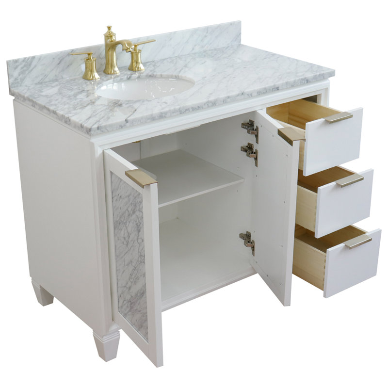 Ensemble de meuble-lavabo simple 43 po avec miroir Schreck, Blanc