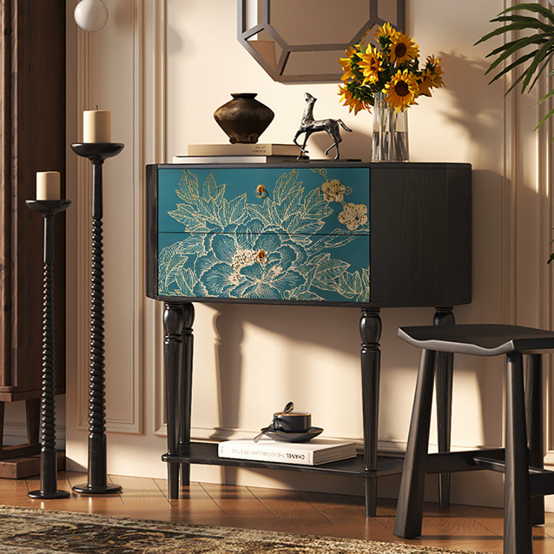 33.5in Retro Style Sideboard Buffet, Black/Blue