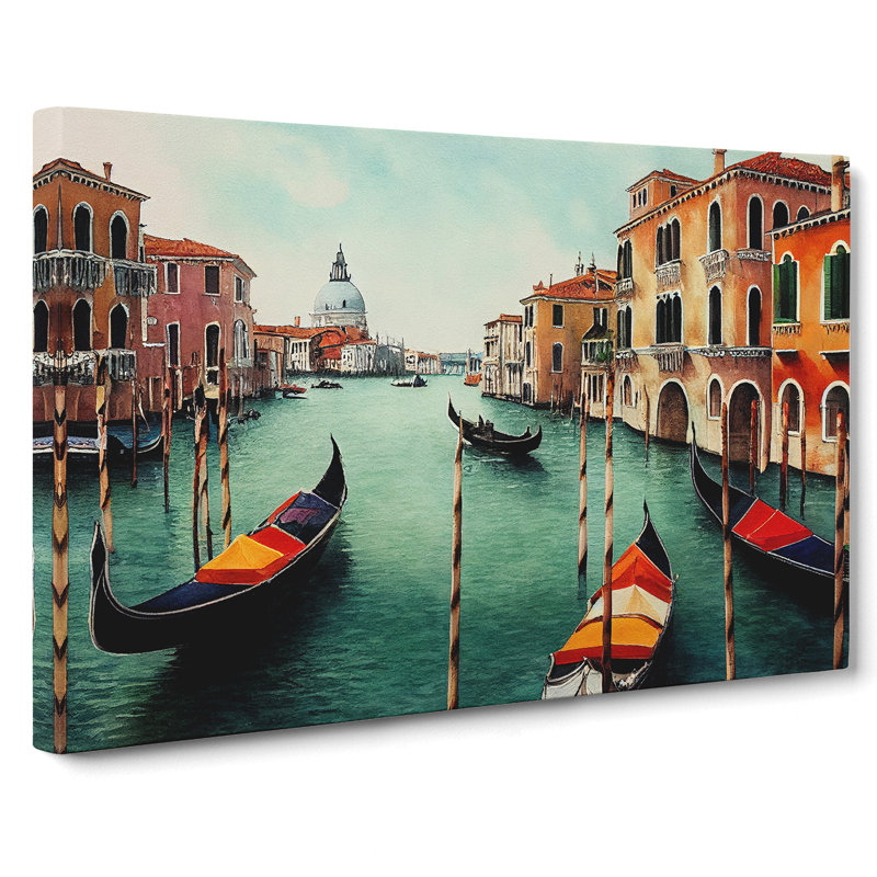Venice Canal Watercolour Vol.1 - Wrapped Canvas Painting, 35cm H x 50cm W x 3cm D
